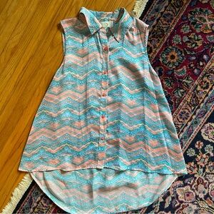 Silky Button Down Sleeveless Top